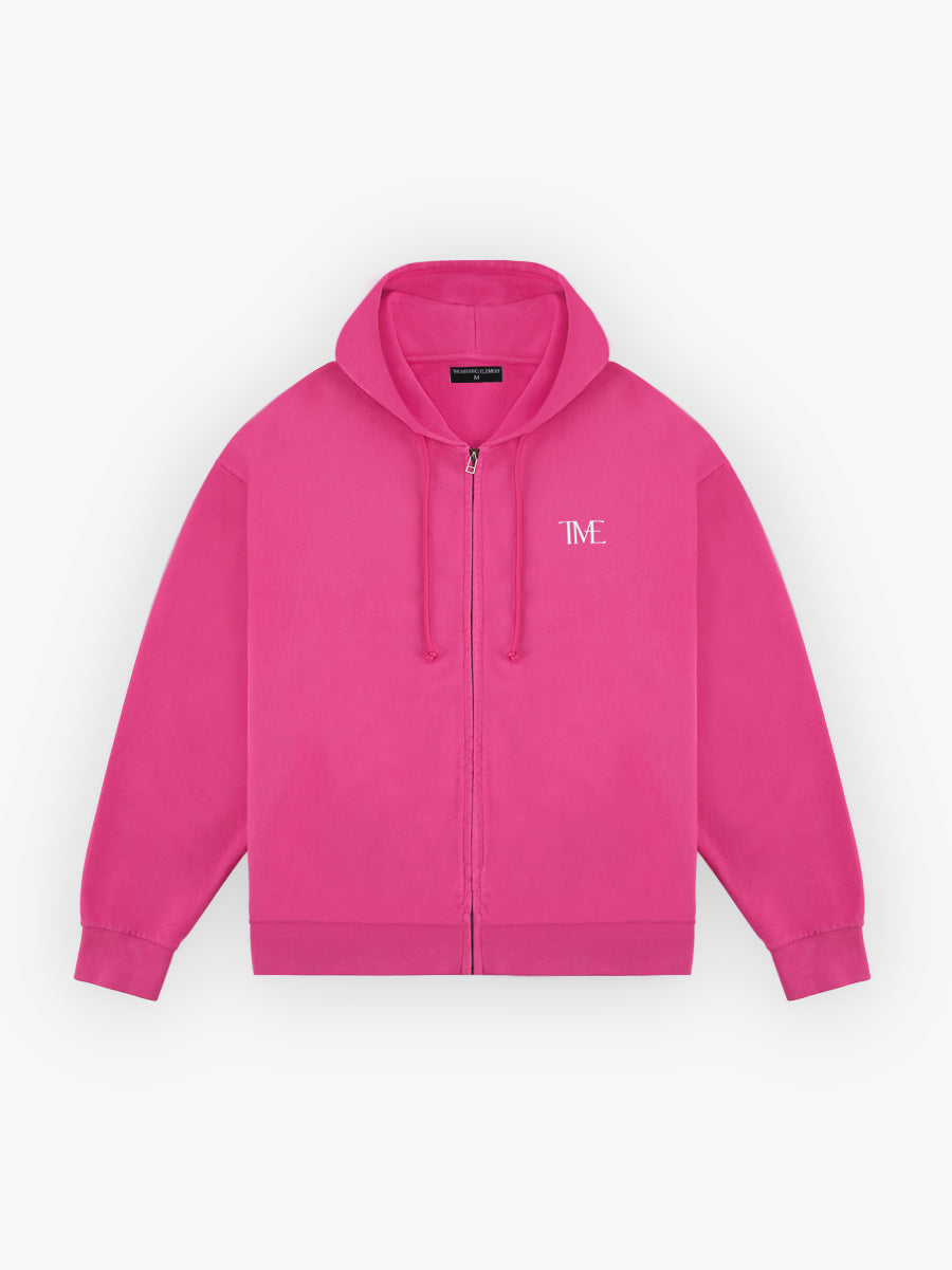 Women's Hot Pink Zippered Oversized Hoodie