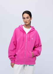 Women's Hot Pink Zippered Oversized Hoodie