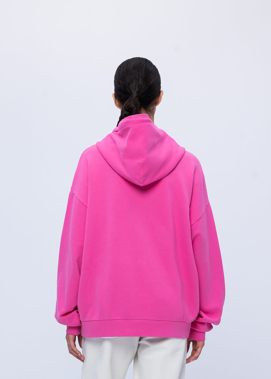 Women's Hot Pink Zippered Oversized Hoodie